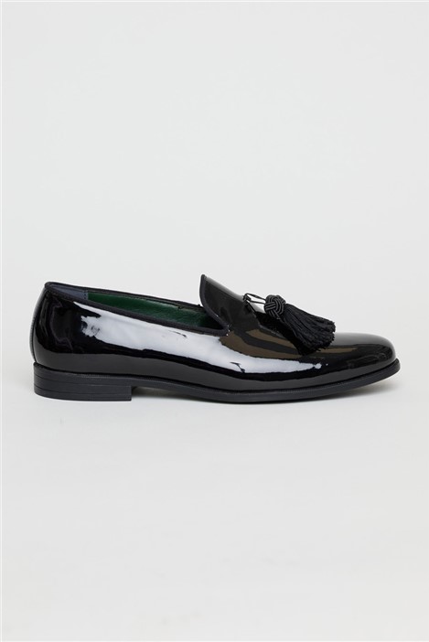 Racing Green Black Patent Bianchi Loafers  by Suit Direct