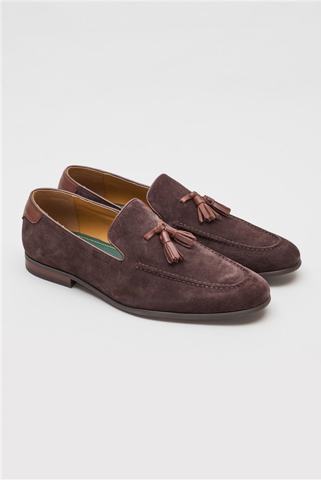 Racing Green Niky Brown Suede Tassel Loafer  by Suit Direct